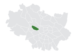 Location of the district within Wrocław