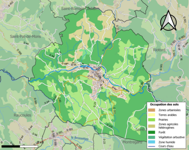 Carte en couleurs des infrastructures et de l'occupation des sols de la commune.