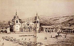 La Catedral de Ayacucho según un grabado de 1847