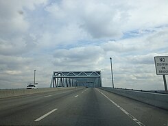 Eastbound across the Betsy Ross Bridge, from Philadelphia to Pennsauken, New Jersey across the Delaware River