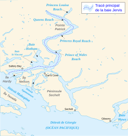 Carte du Jervis Inlet.