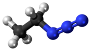 Ball-and-stick model of the ethyl azide molecule