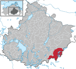 Kommunens läge i Mecklenburg-Vorpommern