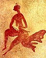 Depiction of a dancing or seated human