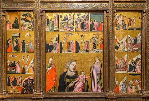 Madonna and Child with Saints, Scenes from Life of Christ and Life of the Virgin, painter unknown, from Master of the Scrovegni Chapel Presbytery, circa 1308