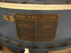 Vue d'un ancien groupe hydro-électrique.