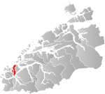 Mapa do condado de Møre og Romsdal com Ulstein em destaque.