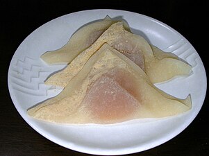 Nama yatsuhashi with white peach paste