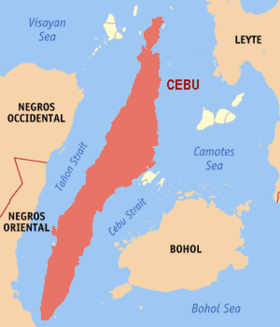 Carte de localisation de Cebu dans la province du même nom.
