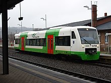 A Stadler Regio-Shuttle RS1 (VT 650) DMU at Suhl station