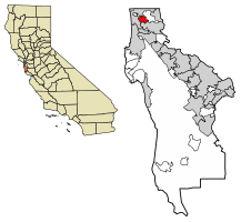 Location of Colma in San Mateo County, California