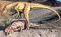 Staurikosaurus avec sa proie, un Rhynchosaurus ;