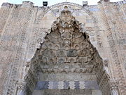 Stone carving in the entrance portal of the Sultan Han caravanserai in Turkey (13th century, Anatolian Seljuk period)