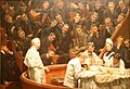The Agnew Clinic (1889) by Thomas Eakins. Furness is in the top row, center, leaning far to the side.