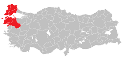 Location of West Marmara Region