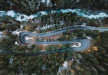 Hairpin bends in Teberda Nature Reserve. Republic of Karachay-Cherkessia, Russia Photo by