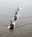 From front to back, USS Momsen, ROKS Seoae Ryu Seyong-ryong, USS Decatur, ROKS Yulgok Yi I and ROKS Kwang Myung on 22 May 2016.