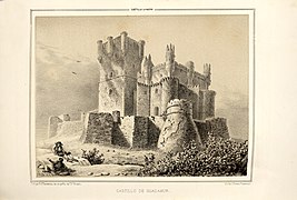 The castle, as depicted by Parcerisa [es] in Recuerdos y bellezas de España (1853)