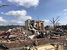 A house east of Downtown Nashville that sustained EF3 damage.