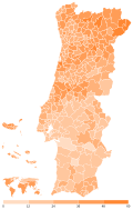 Share of the Social Democratic Party (PSD) by municipality