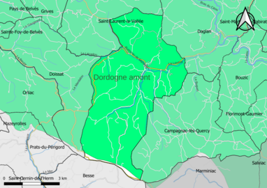 Carte en couleur présentant le(s) SAGE couvrant le territoire communal