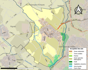 Carte en couleurs présentant l'occupation des sols.