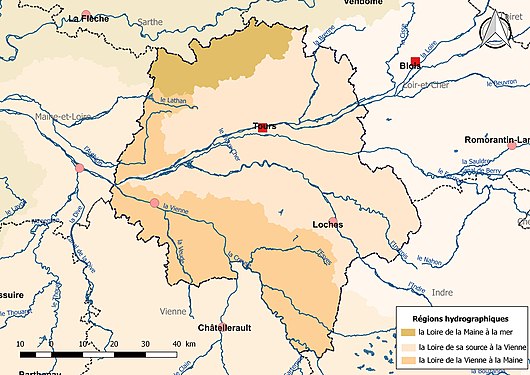 L'Indre-et-Loire est partagé en trois régions hydrographiques.