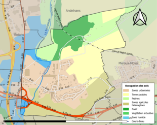 Carte en couleurs présentant l'occupation des sols.