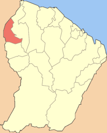 Location of the commune (in red) within French Guiana