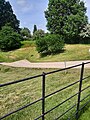 Surviving easterly ditch of the 14th-century castle in 2023