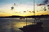 The port of Bawean island, Indonesia, at sunset