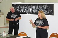 German Calligraphers Jean Larcher and Katharina Pieper giving a workshop