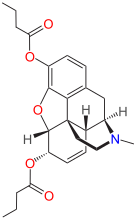 Chemical structure of dibutyrylmorphine.
