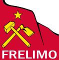 Logo of FRELIMO used from 1987 to 2004 with a hammer and hoe.
