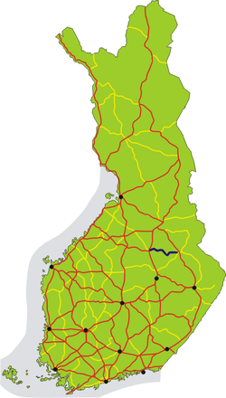 Kantatie 87 on merkitty karttaan tummansinisellä.