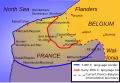 Westhoek map with historical language divisions and Dutch toponyms