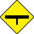 W 016 T Junction (Major Road) Ahead