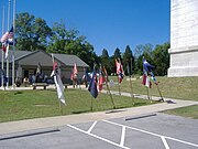 Confederate flags displayed by monument