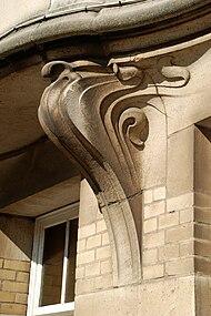 Console Art nouveau à Bruxelles (architecte : Émile Lambot, boulevard du Jubilé).