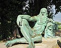 Statue of Leonardo in the pose of a river god in Amboise