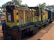 Yellow articulated diesel locomotive