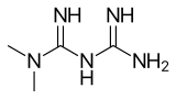 Skeletal formula of metformin