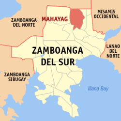 Map of Zamboanga del Sur with Mahayag highlighted