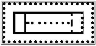 Plan du temple à colonnade axiale