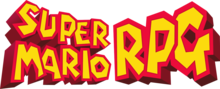 The words "Super Mario RPG" written in an angular yellow font, outlined in red. The letters are three-dimensional.