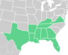 Symphyotrichum pratense distribution map: US — Alabama, Arkansas, Florida, Georgia, Kentucky, Louisiana, Mississippi, Tennessee, Texas, and Virginia.