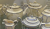 Castleford-type ceramic teawares with hinged or sliding lids