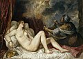 This painting, called Danaë with Nursemaid is one of several he did with a mythological theme, for Philip II of Spain. It shows how well he could handle colour. Even though Michelangelo thought the drawing was lacking, Titian produced several versions for other patrons.