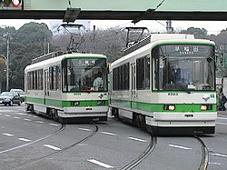 Toden cars crossing