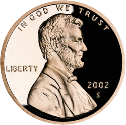 US Penny, obverse, 2002